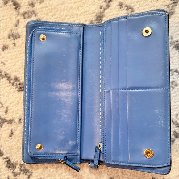 Authentic Gucci Blue Beige long wallet - Picture 10 of 14